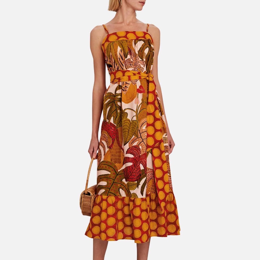 Farm Rio Summer Dream Belted Maxi Dress WITH POCKETS Small